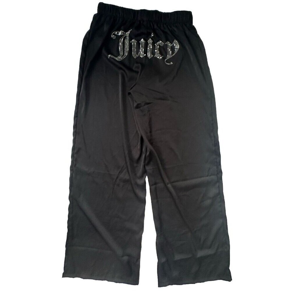 Juicy Couture Women’s Size Small Satin Bling Pajama Sleep Bottom Pants Black New - Picture 2 of 5